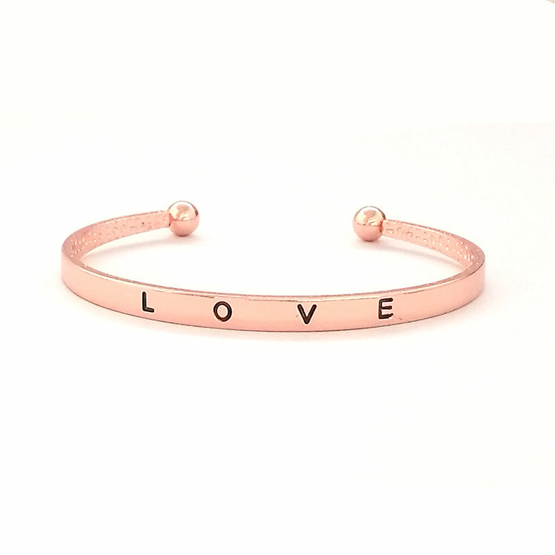 Korean Style Simple Opening Metal Lettering Bracelet