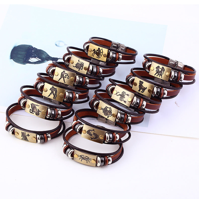 Constellation Cattle Leather Simple Small Gift Stainless Bracelets