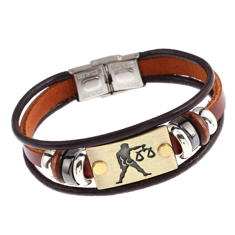 Constellation Cattle Leather Simple Small Gift Stainless Bracelets