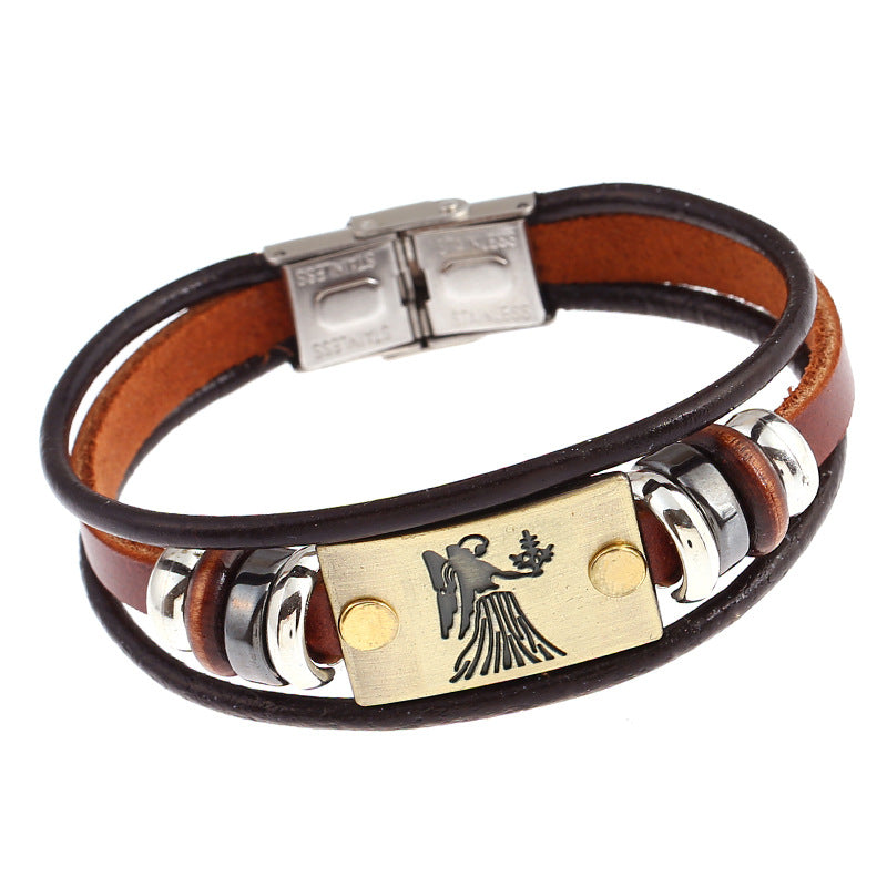 Constellation Cattle Leather Simple Small Gift Stainless Bracelets