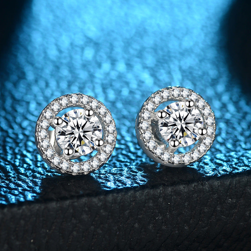 Zircon Round Exquisite Diamond Crystal Eardrops Rings