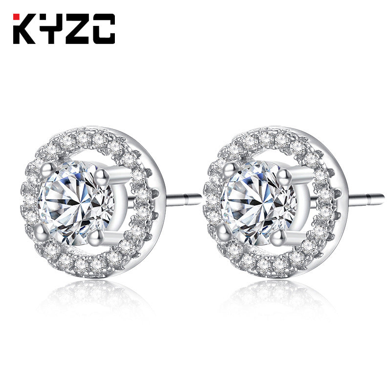 Zircon Round Exquisite Diamond Crystal Eardrops Rings