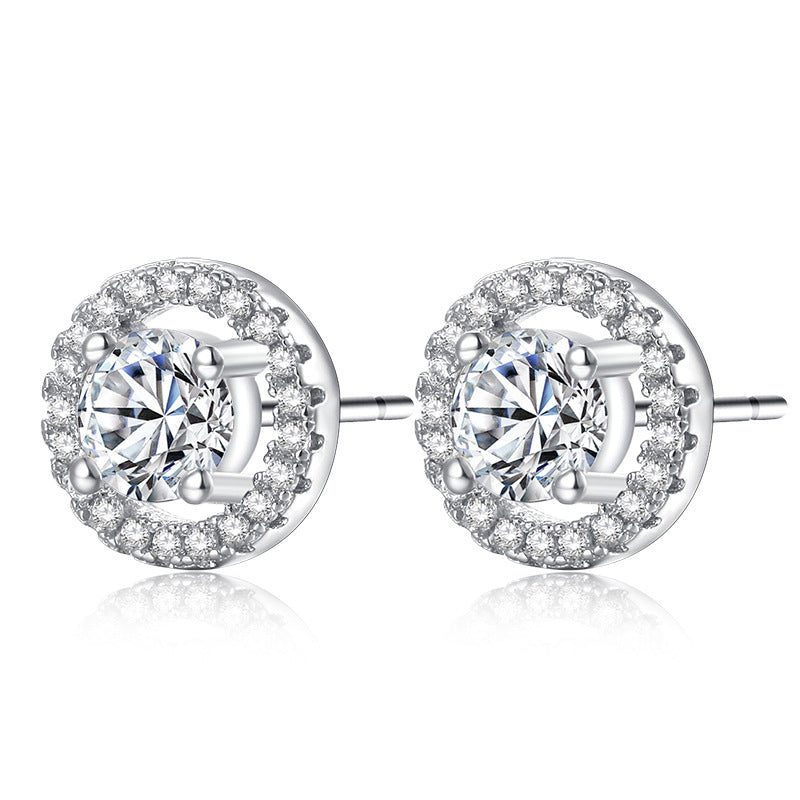 Zircon Round Exquisite Diamond Crystal Eardrops Rings