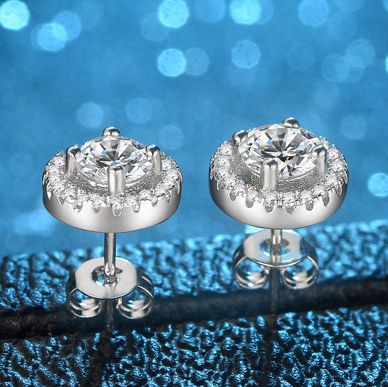 Zircon Round Exquisite Diamond Crystal Eardrops Rings