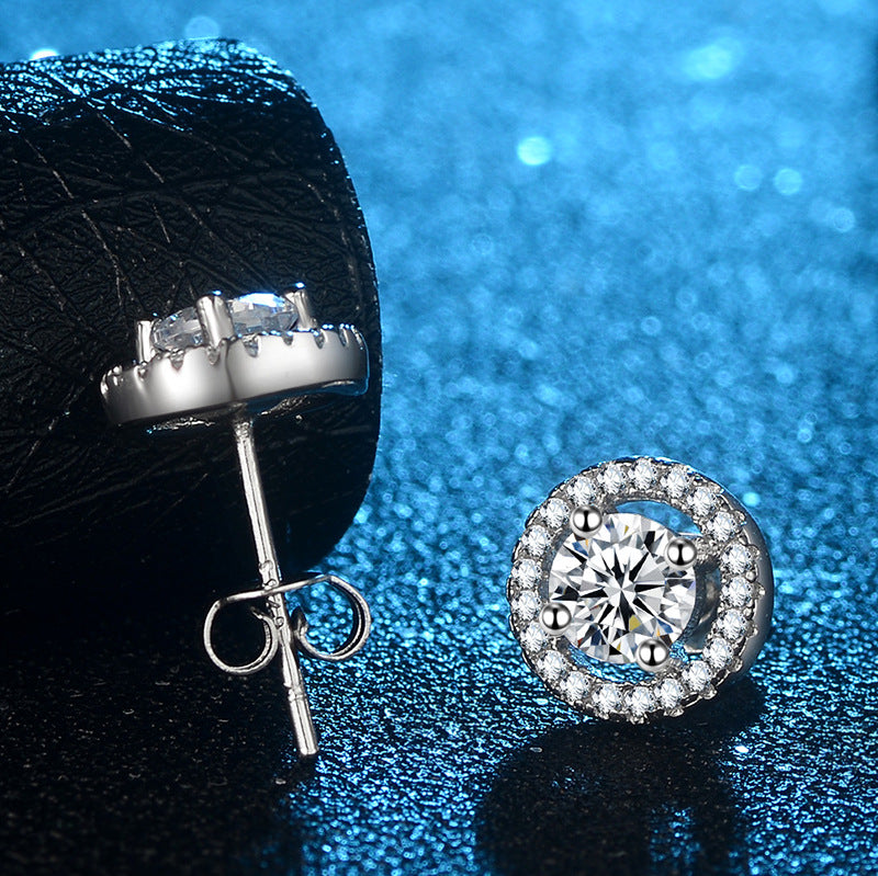 Zircon Round Exquisite Diamond Crystal Eardrops Rings