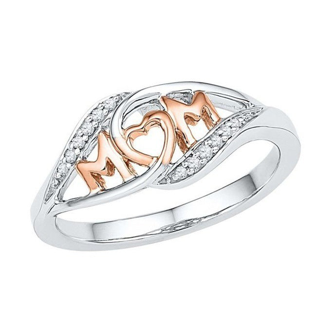 Heart-shaped Mom Color Separation Mother's Day Rings