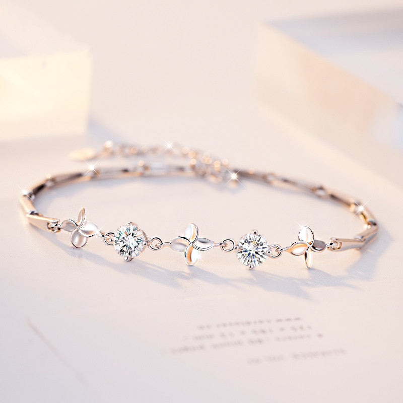 Clover Sier-plated Female Simple Personality Christmas Bracelets