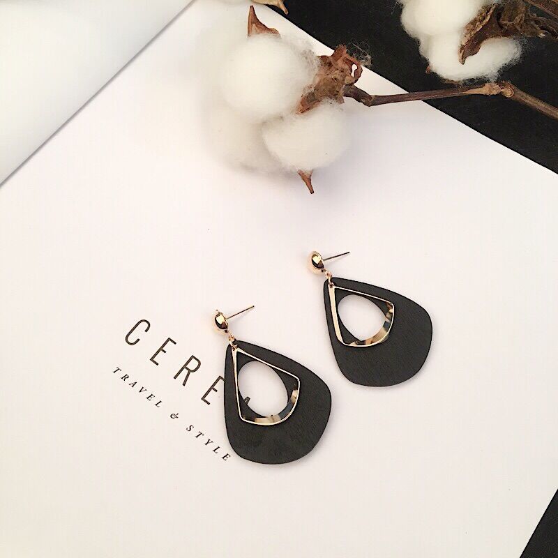 Style Wooden Hollow Personality Simple Wood Earrings