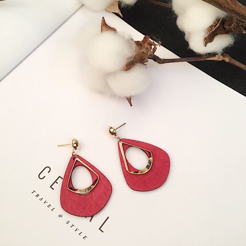 Style Wooden Hollow Personality Simple Wood Earrings