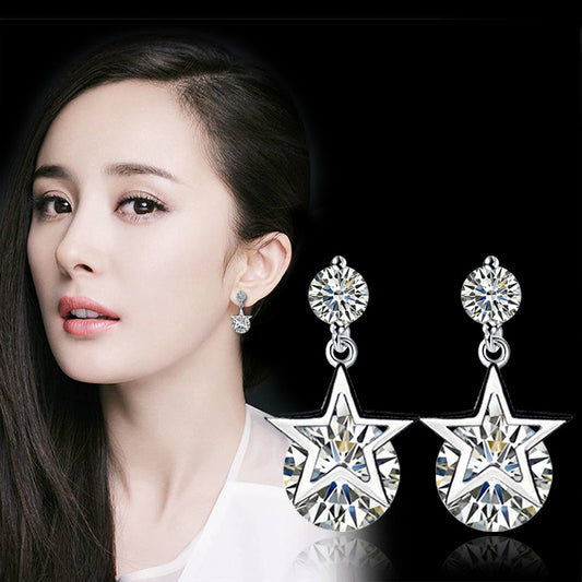 Damen-Ohrringe mit Zirkon-Sier-Schmuck, koreanische Mode, Sternenlicht