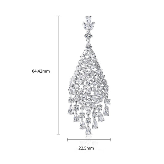 Boucles d'oreilles à pampilles exagérées en forme de goutte d'eau pour femme, en Zircon, de mariée