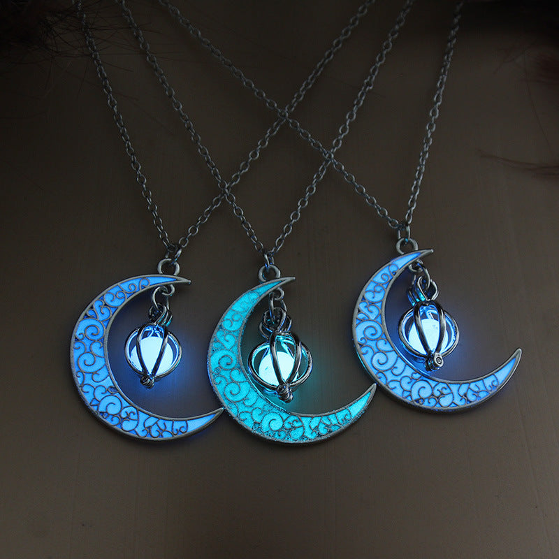 Luminous Moon Small Pumpkin Pendant Halloween Necklaces