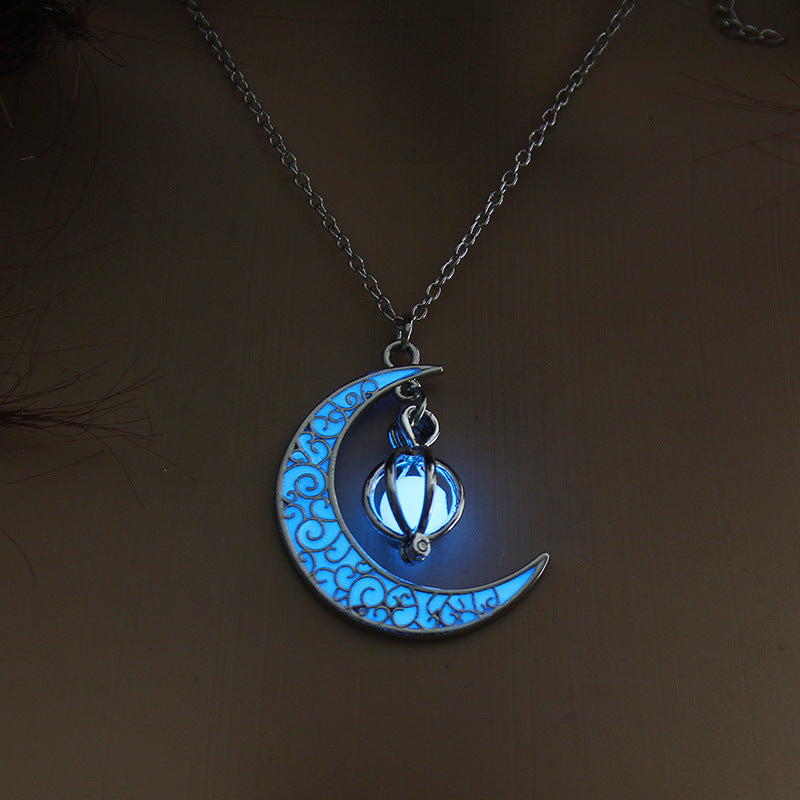 Luminous Moon Small Pumpkin Pendant Halloween Necklaces