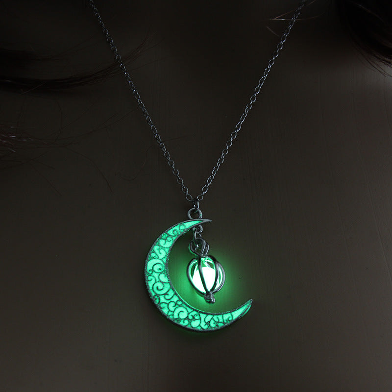 Luminous Moon Small Pumpkin Pendant Halloween Necklaces