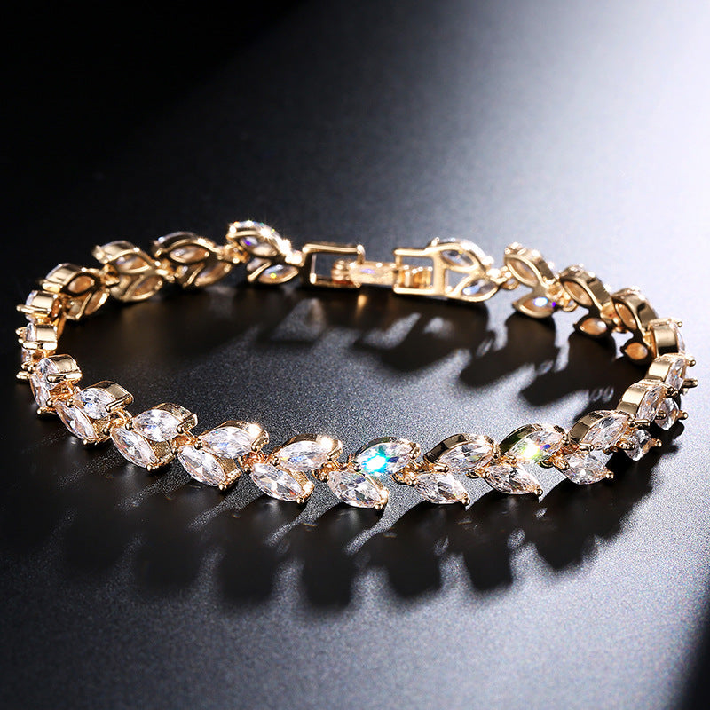 Women's Korean Style Fashion Simple Willow Branch Leaf Exquisite Micro Bracelet