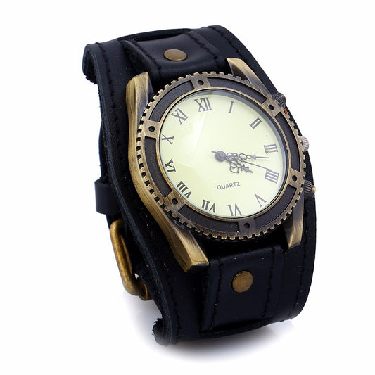 Montre Vintage en cuir de vache pour hommes, accessoires de personnalité, Bracelets authentiques