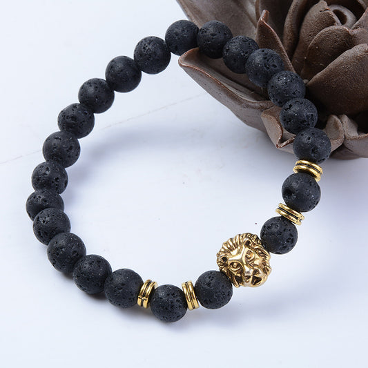 Volcanic Rock Lion's Head Drip Essential Bracelets