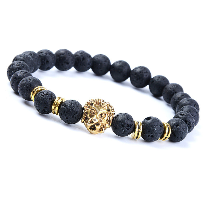 Volcanic Rock Lion's Head Drip Essential Bracelets