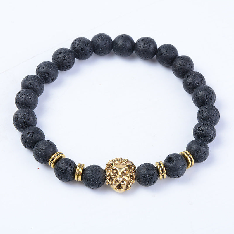 Volcanic Rock Lion's Head Drip Essential Bracelets