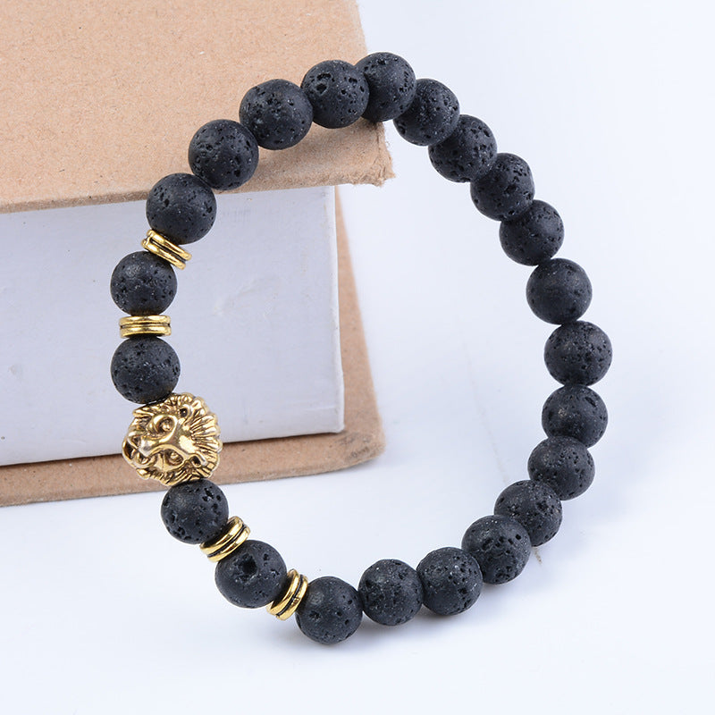 Volcanic Rock Lion's Head Drip Essential Bracelets