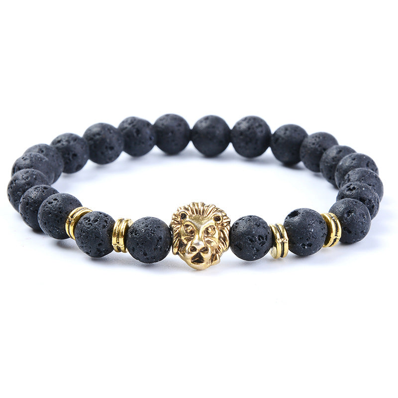 Volcanic Rock Lion's Head Drip Essential Bracelets