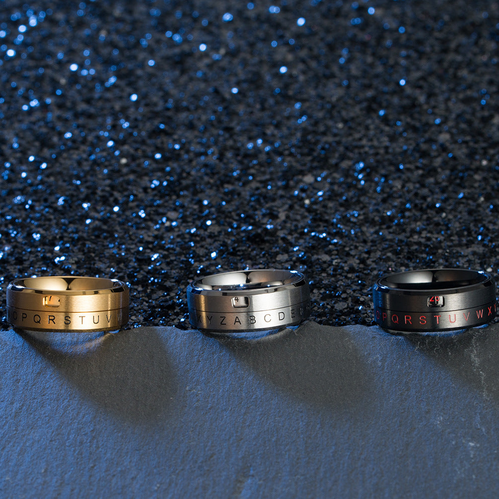 Titanium Steel Rotatable Digital Thousand Wind Rings