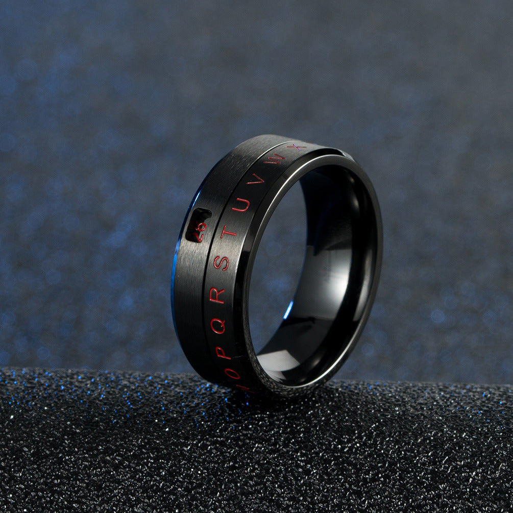 Titanium Steel Rotatable Digital Thousand Wind Rings