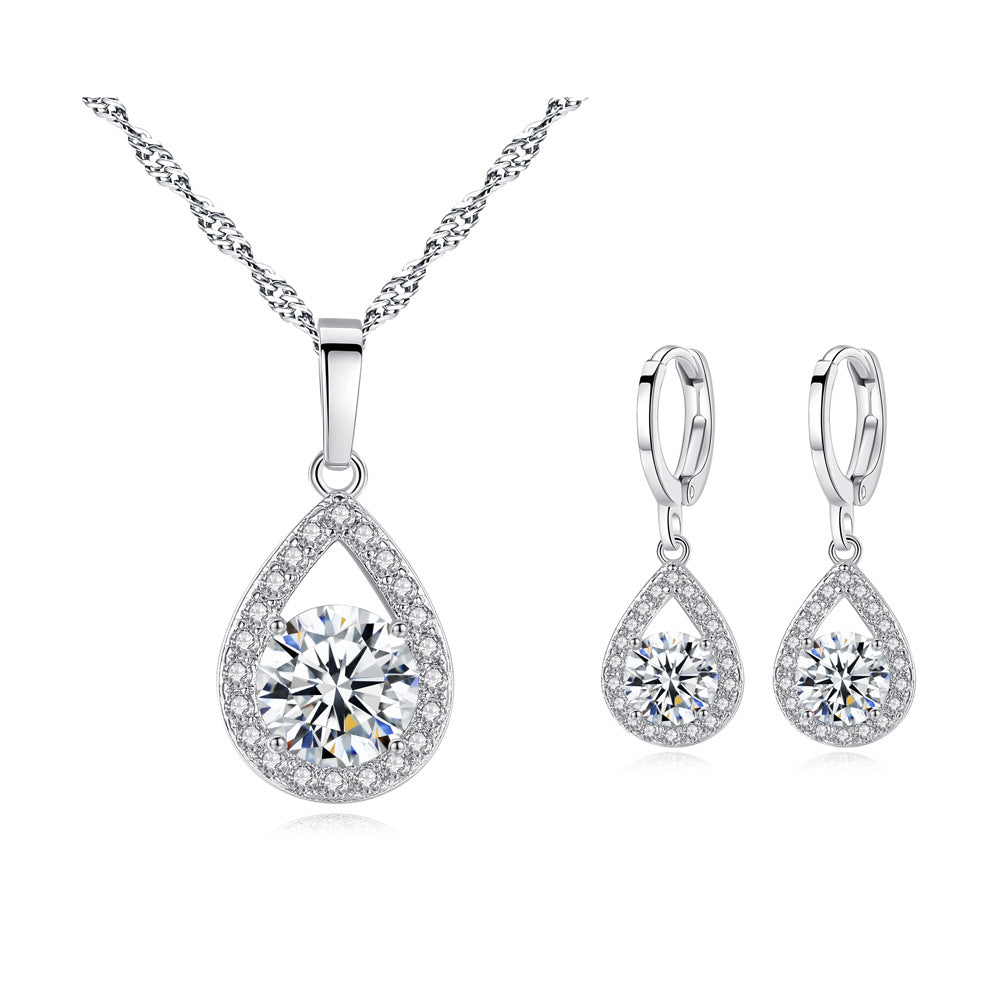 Water Drop Zircon Female Affordable Luxury Fashion High Sense Ear Jewelry Set