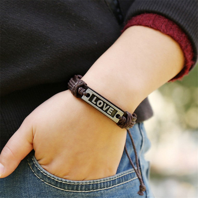 Slouchy Couple Handmade Retro Braided Leather Bracelets