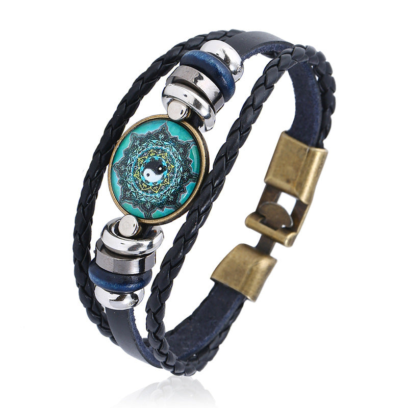 Paar Schnallen Time Stone Gossip Cattle Yin-Armbänder aus Rindsleder