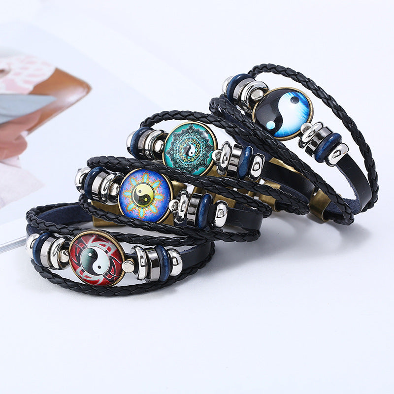 Pair Of Buckles Time Stone Gossip Cattle Leather Yin Bracelets