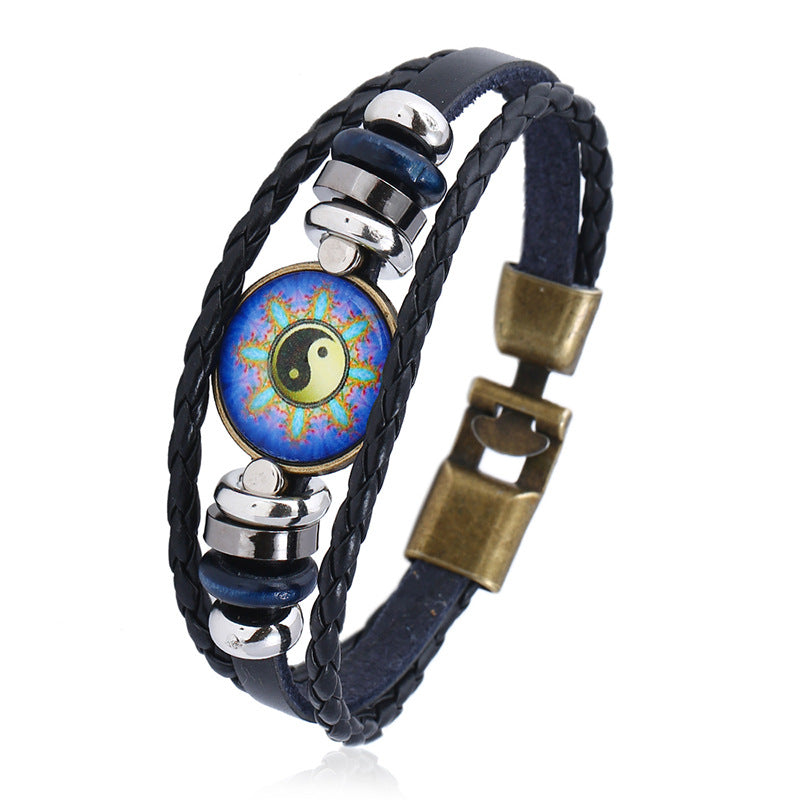 Paar Schnallen Time Stone Gossip Cattle Yin-Armbänder aus Rindsleder