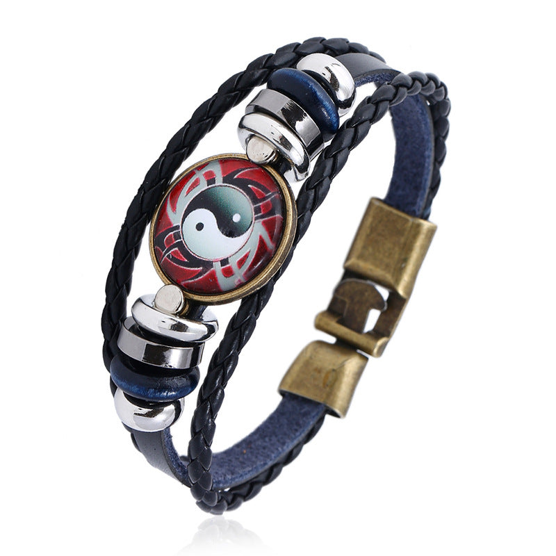 Paar Schnallen Time Stone Gossip Cattle Yin-Armbänder aus Rindsleder