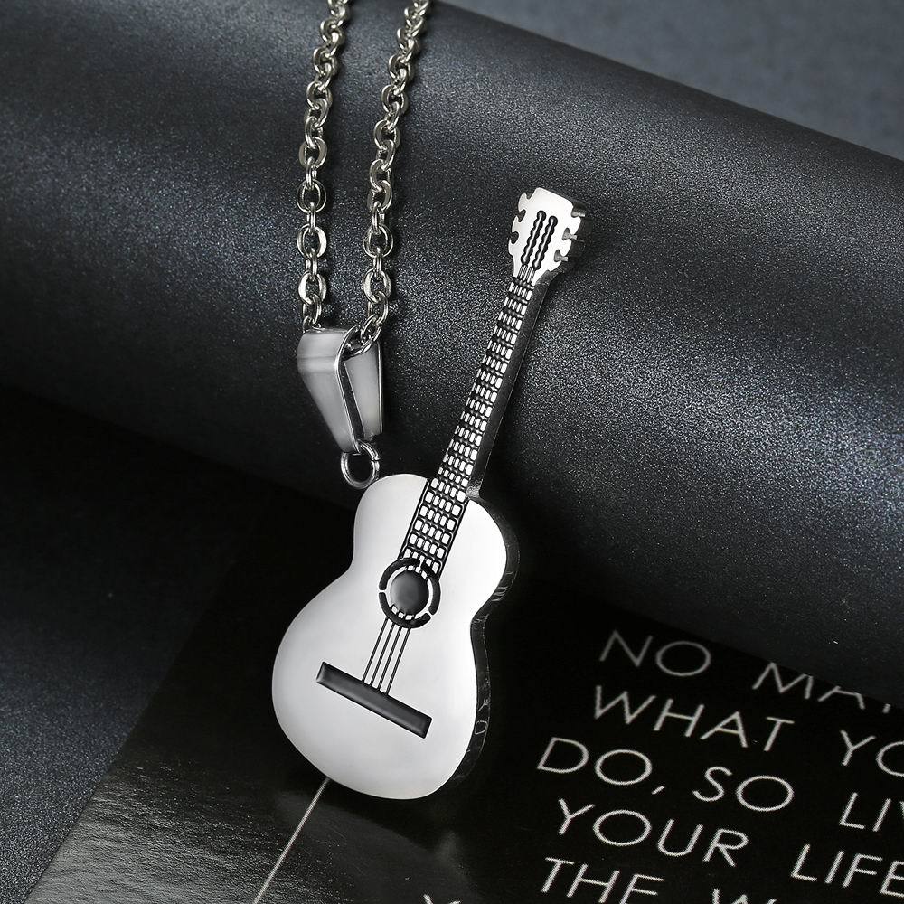 Women's & Men's Creative Korean Personality Music Guitar Titanium Necklaces