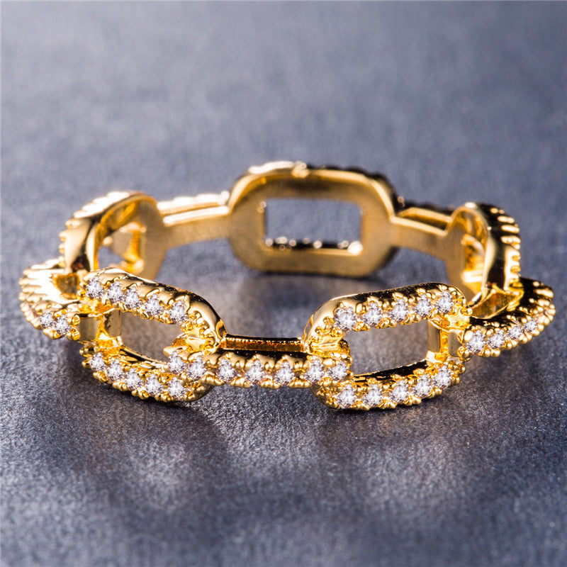 Women's Creative Chain Zircon Sier Plated Rose Gold Rings