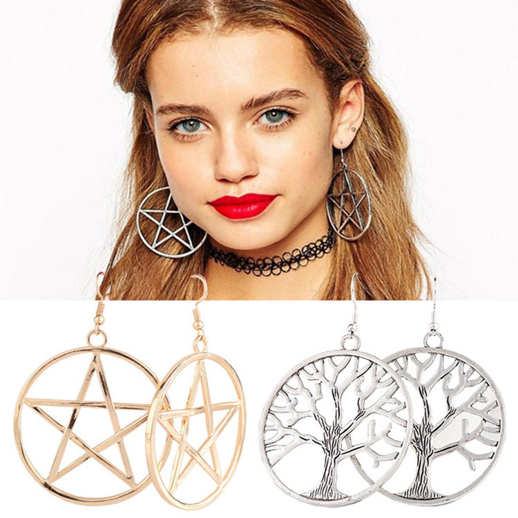 Boucles d'oreilles américaines à la mode, grandes étoiles à cinq branches exagérées