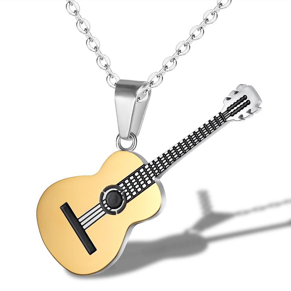 Women's & Men's Creative Korean Personality Music Guitar Titanium Necklaces