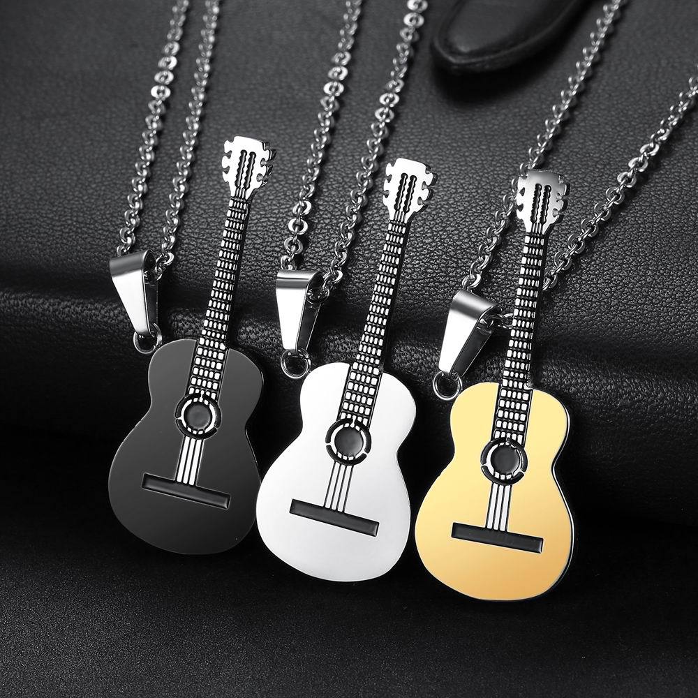 Women's & Men's Creative Korean Personality Music Guitar Titanium Necklaces