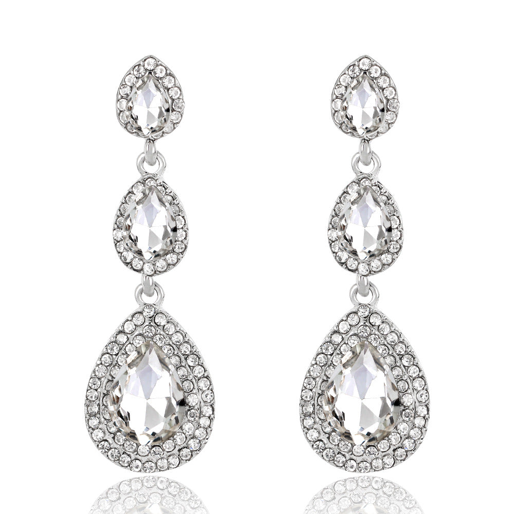 Elegant Luxury Jewelry Exaggerated Rhinestone Bride Earrings