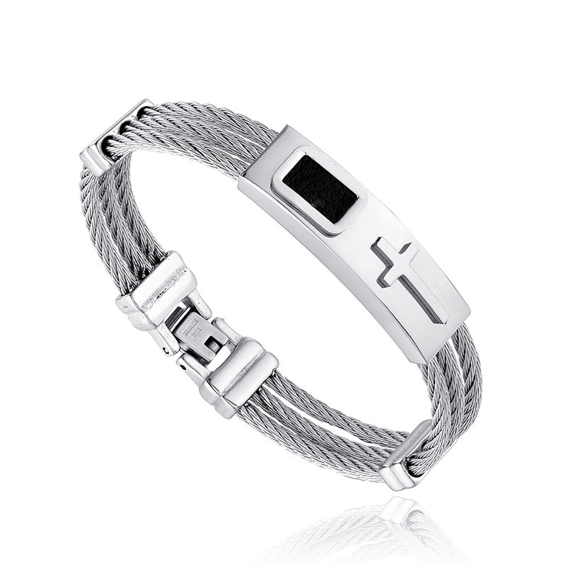 Men's Ornament Punk Trendy Cross Titanium Steel Bracelets