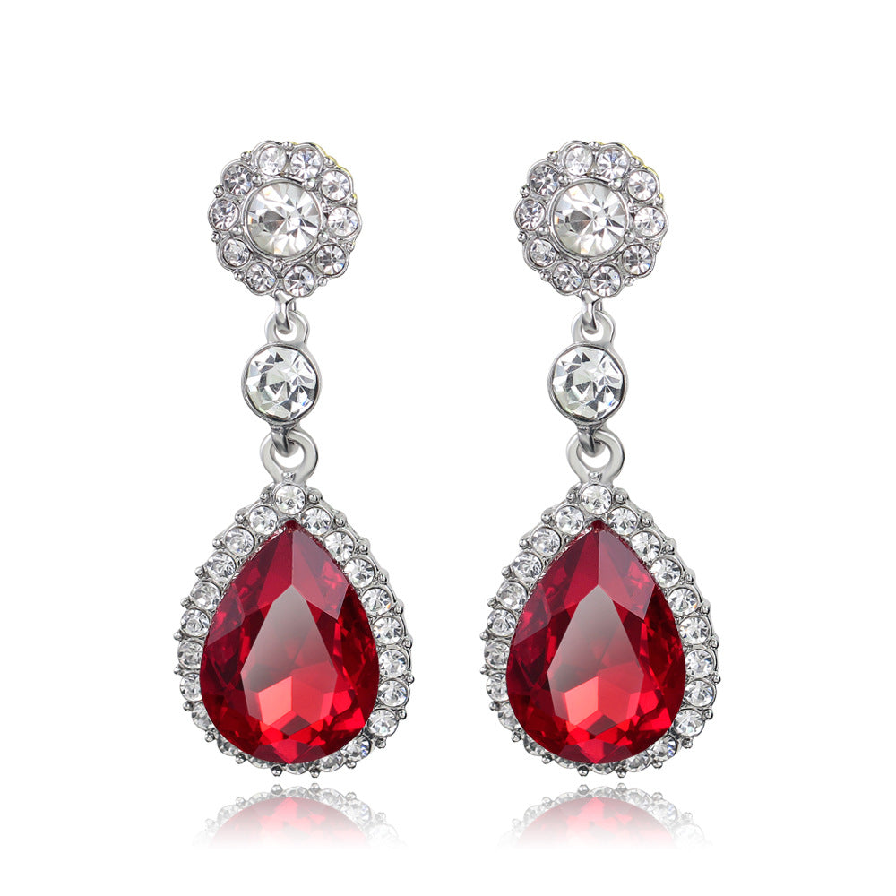 Bridal Glass Water Drop Rhinestone Supply Earrings