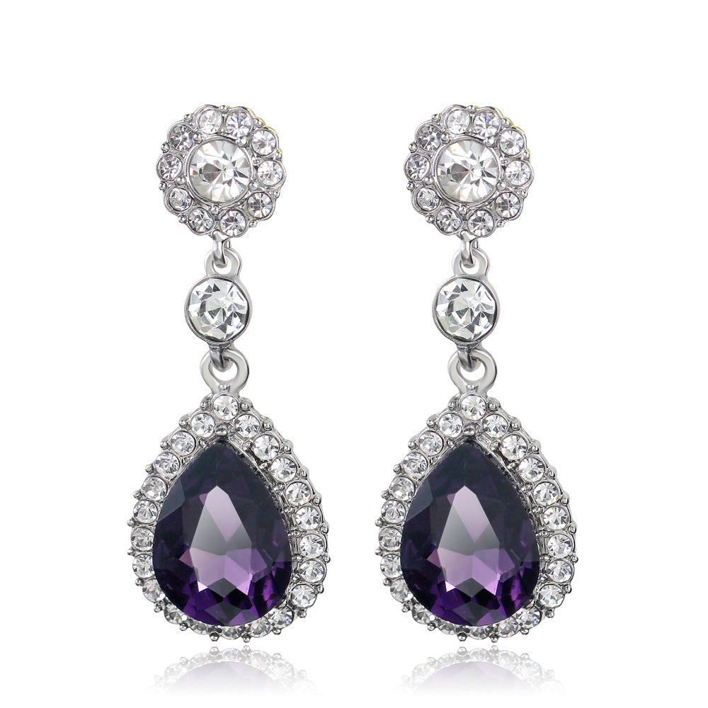 Bridal Glass Water Drop Rhinestone Supply Earrings