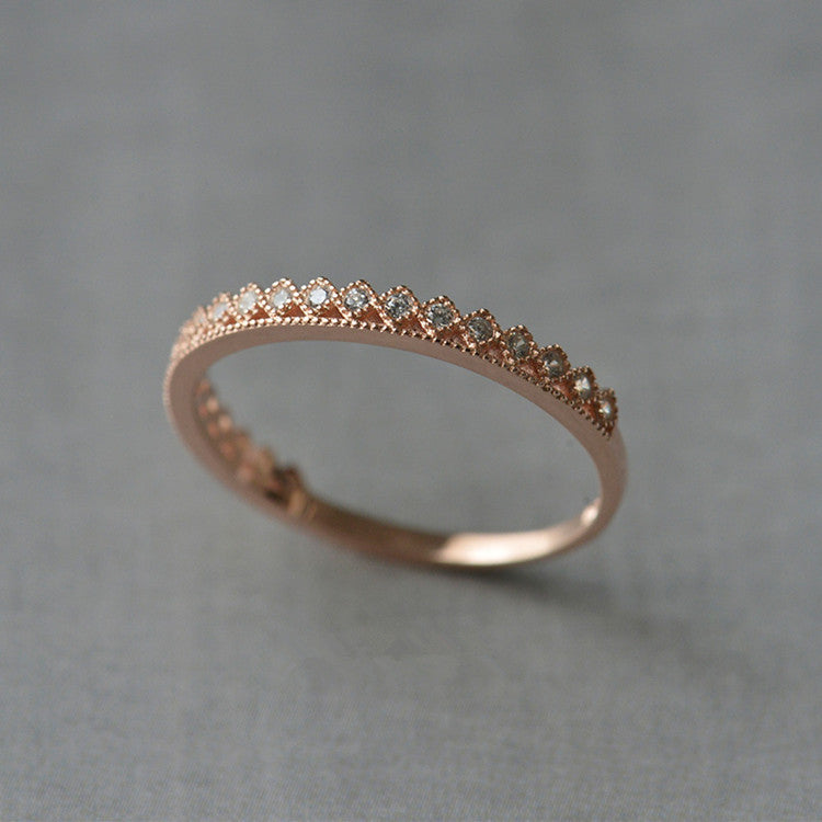 Women's Sterling Sier Rose Gold Plated Fashion Temperament Rings