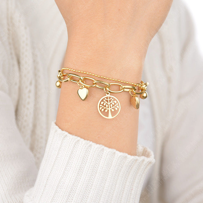 Korean Gold-plated Lucky Tree Creative Stainless Bracelets