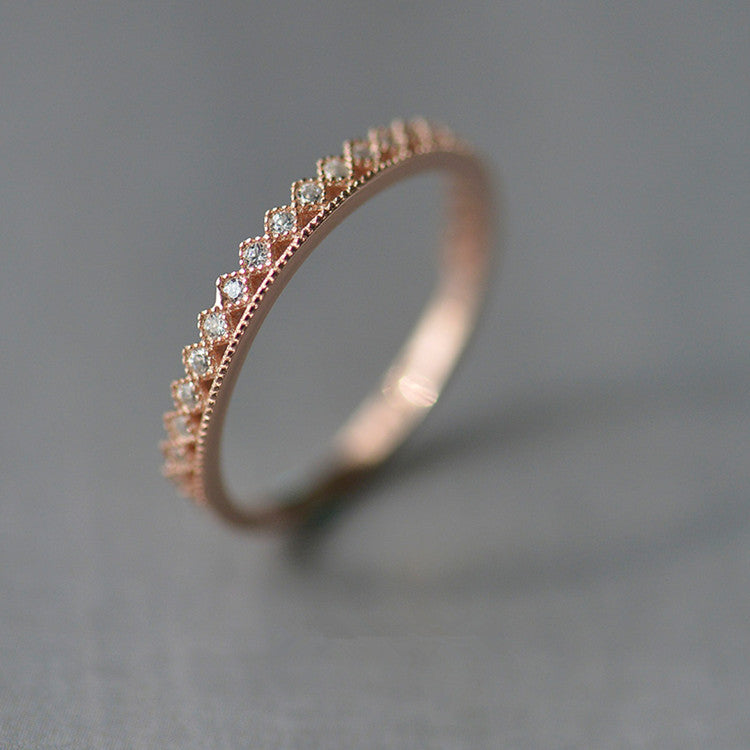 Women's Sterling Sier Rose Gold Plated Fashion Temperament Rings