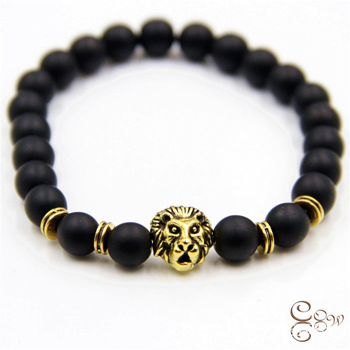 Hot Vintage Frosted Stone Volcanic Rock Lion Leopard Bracelets