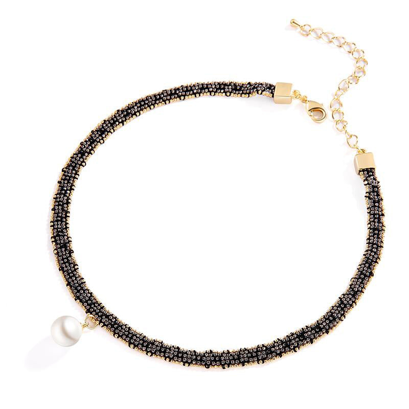 Women's Black Crystal Short Neckband Clavicle Chain Simple Mori Necklace