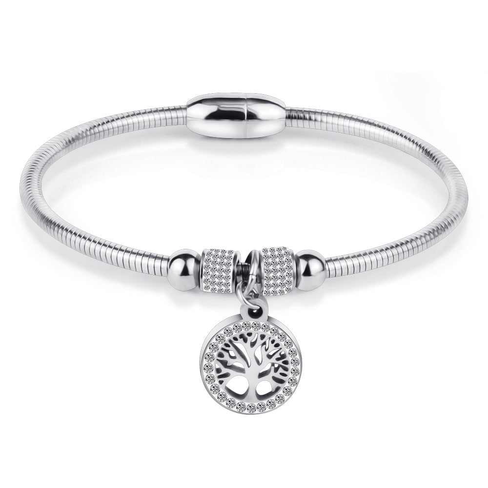 Women's Lucky Tree Diamond Titanium Steel Stainless Bracelets