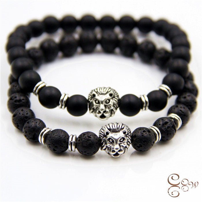 Hot Vintage Frosted Stone Volcanic Rock Lion Leopard Bracelets