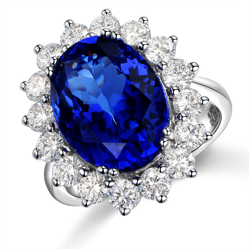 Bagues colorées plaquées or blanc saphir tanzanite